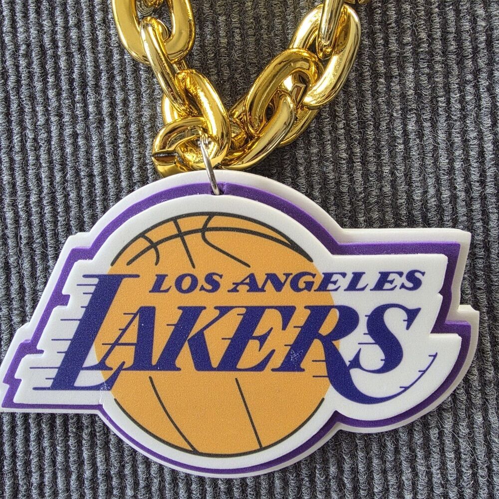 Los Angeles Lakers Necklace Gold Colored Chain BIG 3D Foam Logo